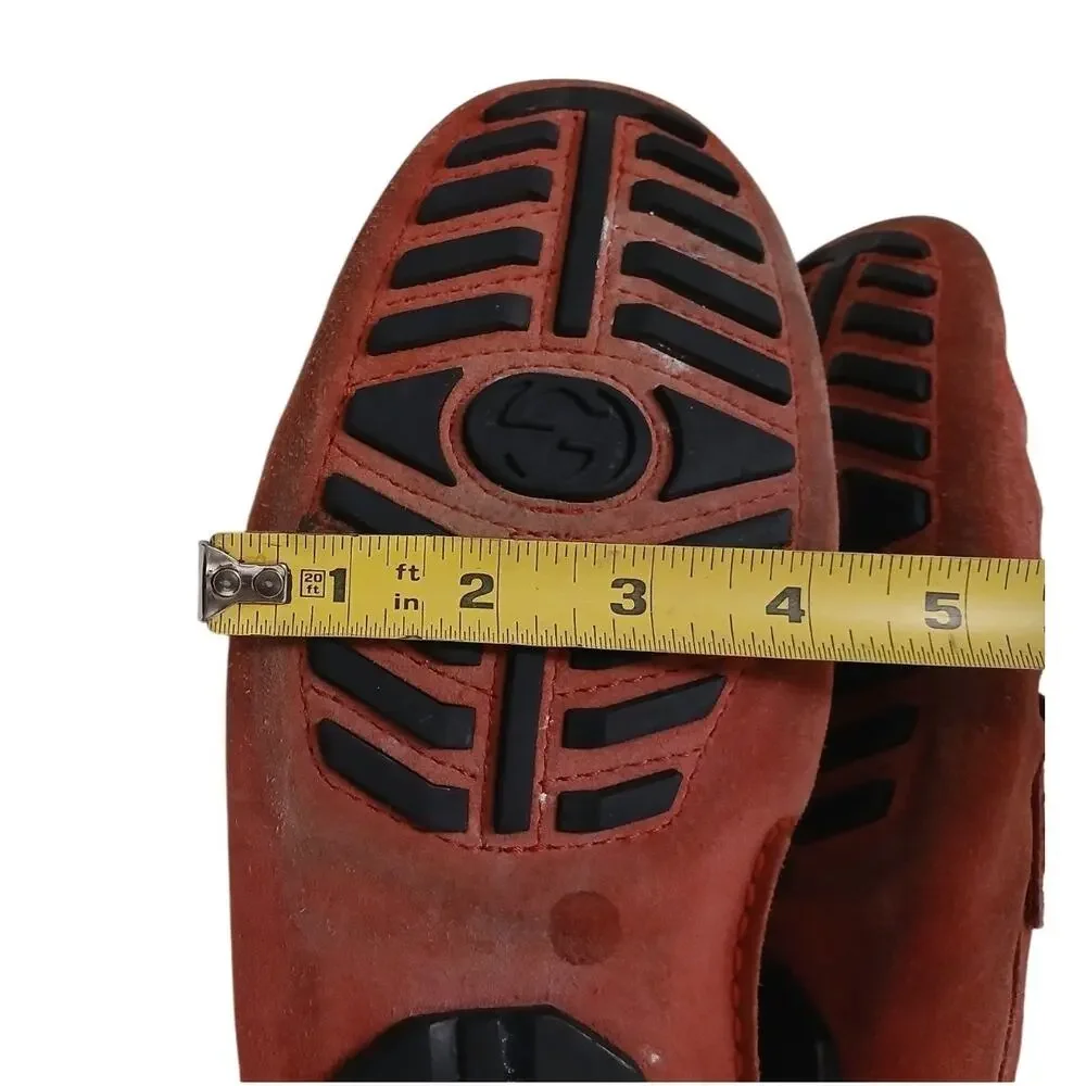 Gucci Red Suede Leather Slip‎ on Web Loafers Men's 9.5 G Driving Shoes Moccasin